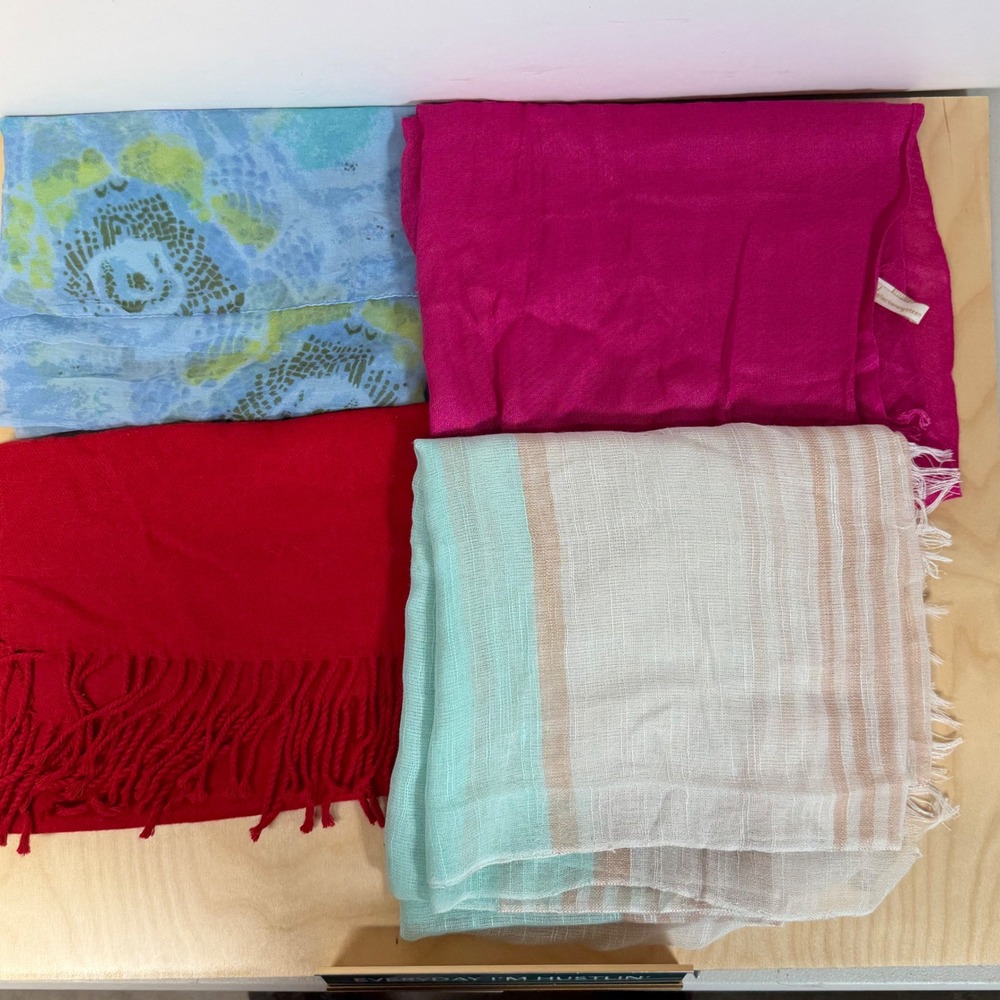 Scarves‎ Lot - Collection Eighteen, Blue Red Pink Striped Women's Accessory
